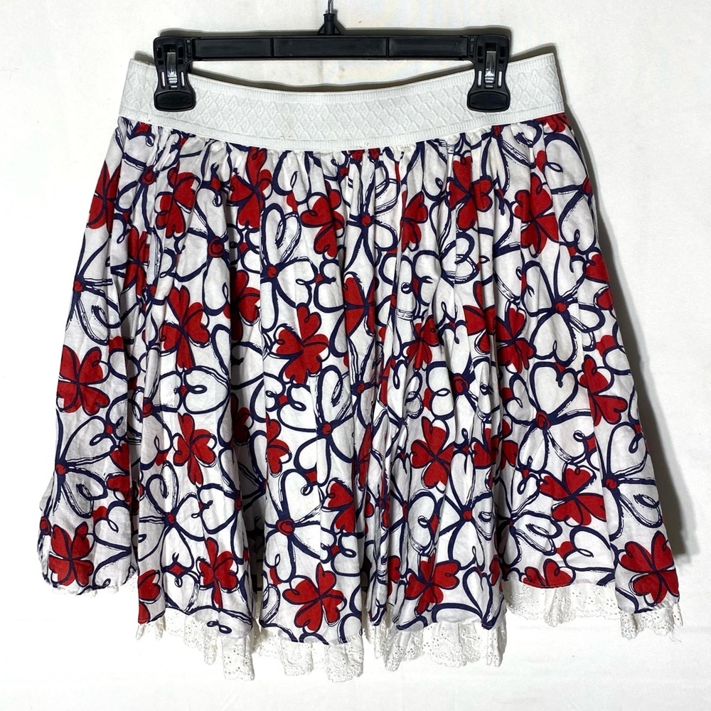 Vintage Y2K Forever 21 Red White Blue Floral Mini Skirt M
